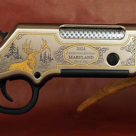 This is a stock photo showing the Maryland rifle. Be assured your rifle will feature the name of your state.